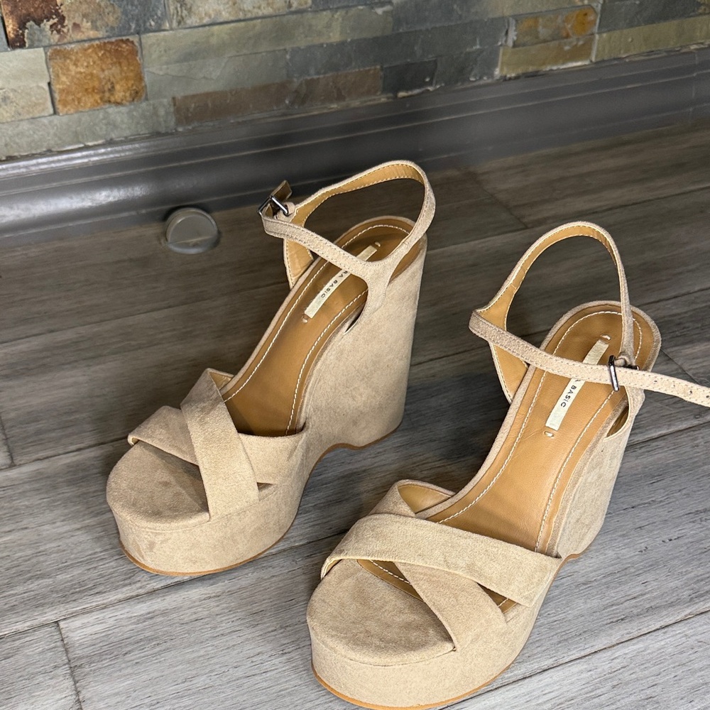Zara Tan Wedge Sandals